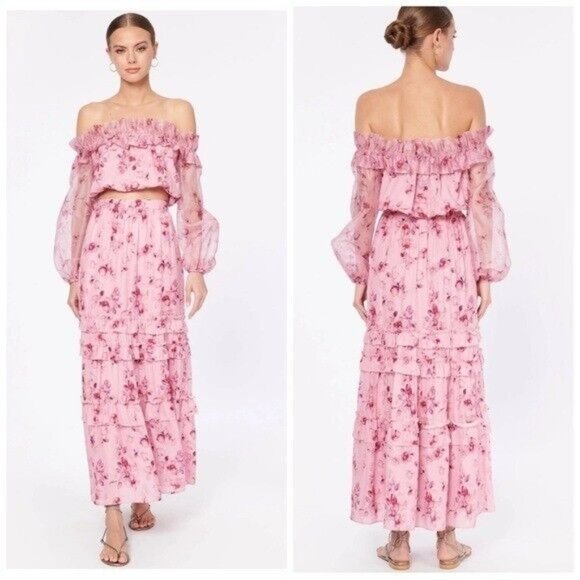 Cami NYC Dresses & Skirts - CAMI NYC Liu Skirt in Pink Garden & Elaria Top In Pink Set NWT Size XS